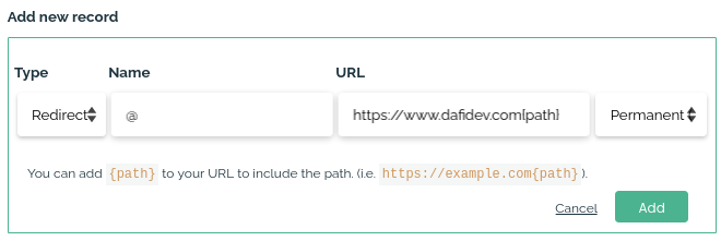 redirection configuration