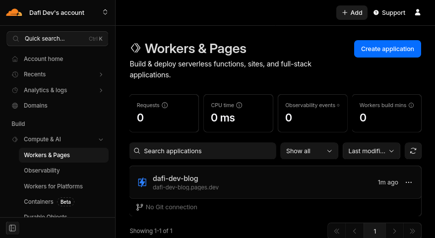 worker and pages screenshot with the new project