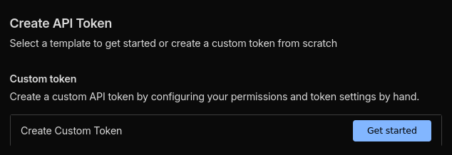 screenshot after clicking Create Token